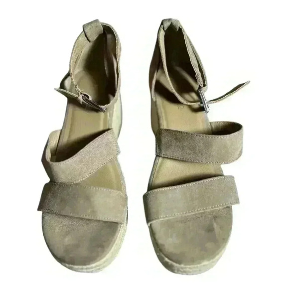 Hot tomato 9.5 wedge sandals Open Toed Camel Swede - Picture 5 of 12